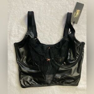 Black Lace and Satin Bralette 32 G Lingerie